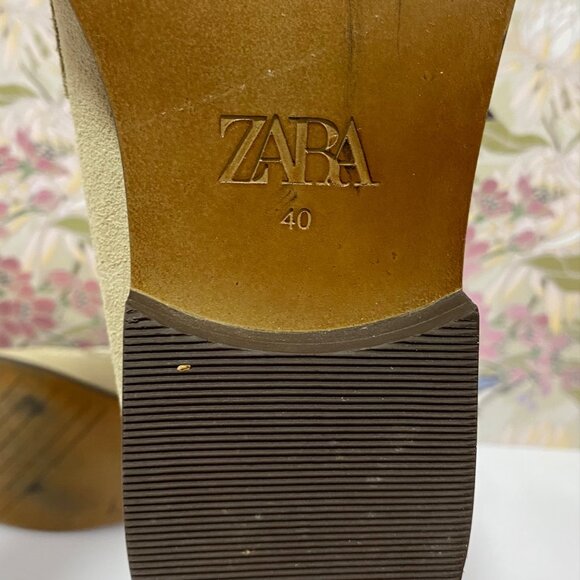 Zara Beige Suede Penny Loafers  Mens 9.5 Slip-On Design with Dual Stitching - Picture 5 of 9